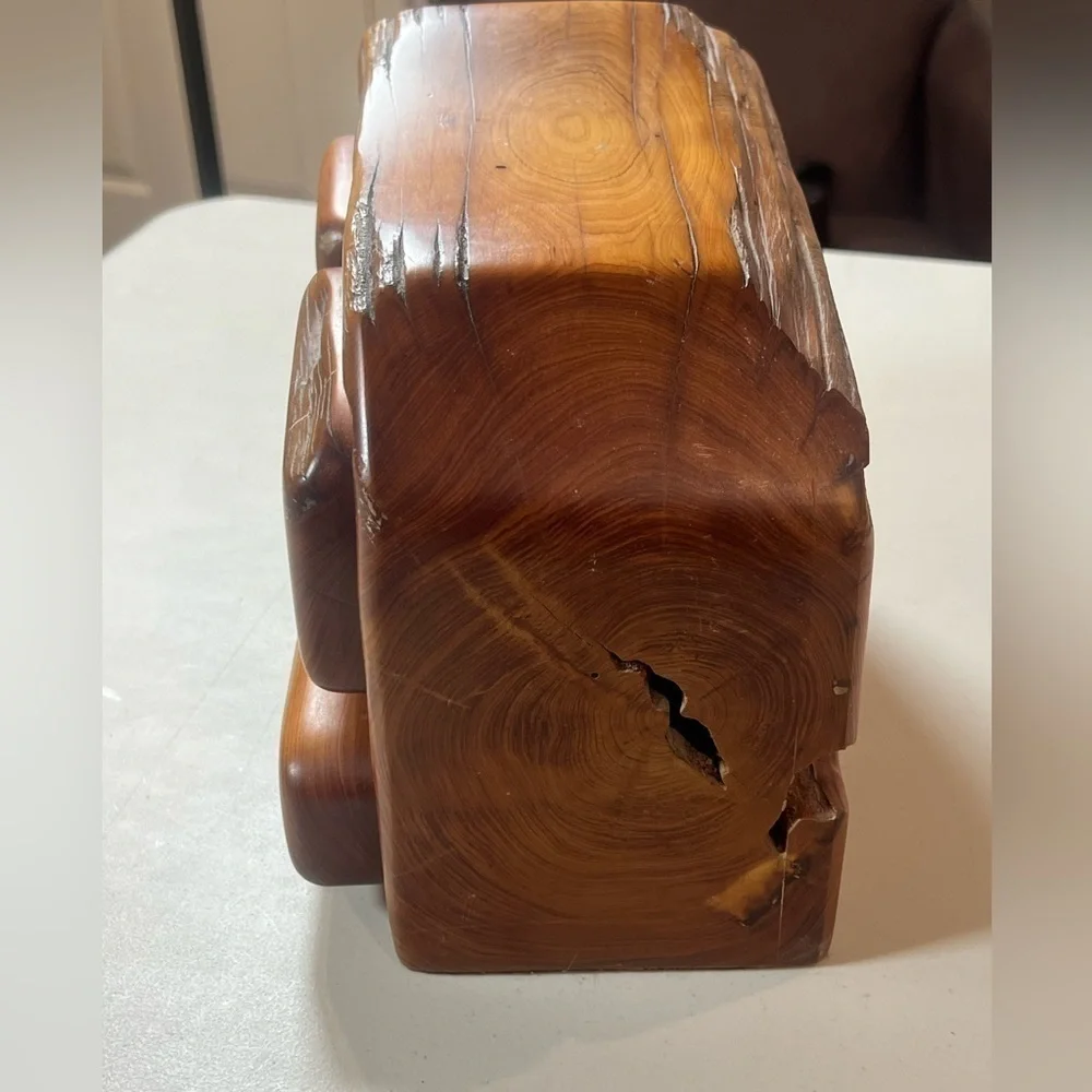 Jeff Trag Carved Knotty Wood Handmade 4 Drawer Jewelry Box Vintage Hand Carved